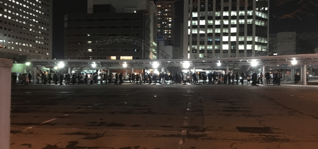 地震後の札幌駅前タクシー乗り場